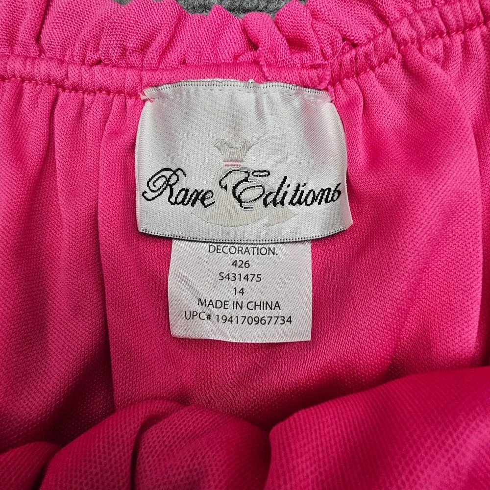 Rare Editions Sundress Girls Size 14 Tropical Punch Fuchsia Smocked Ruffle Dress